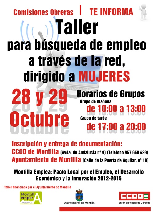 Ayuntamiento y CC.OO. convocan talleres de búsqueda de empleo en la red para mujeres y jóvenes 1